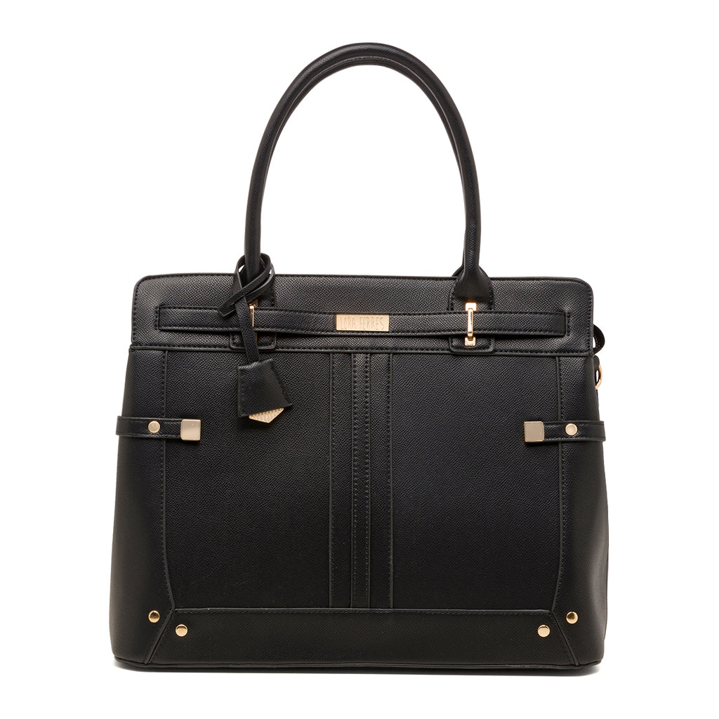 Borsa a mano da donna nera con logo Lora Ferres