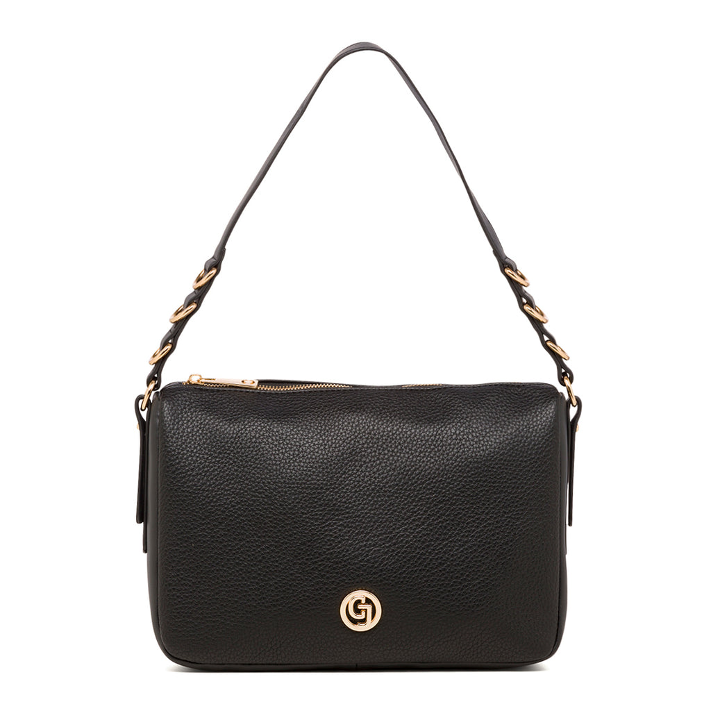 Borsa a spalla nera da donna con dettagli in metallo Carrera Jeans