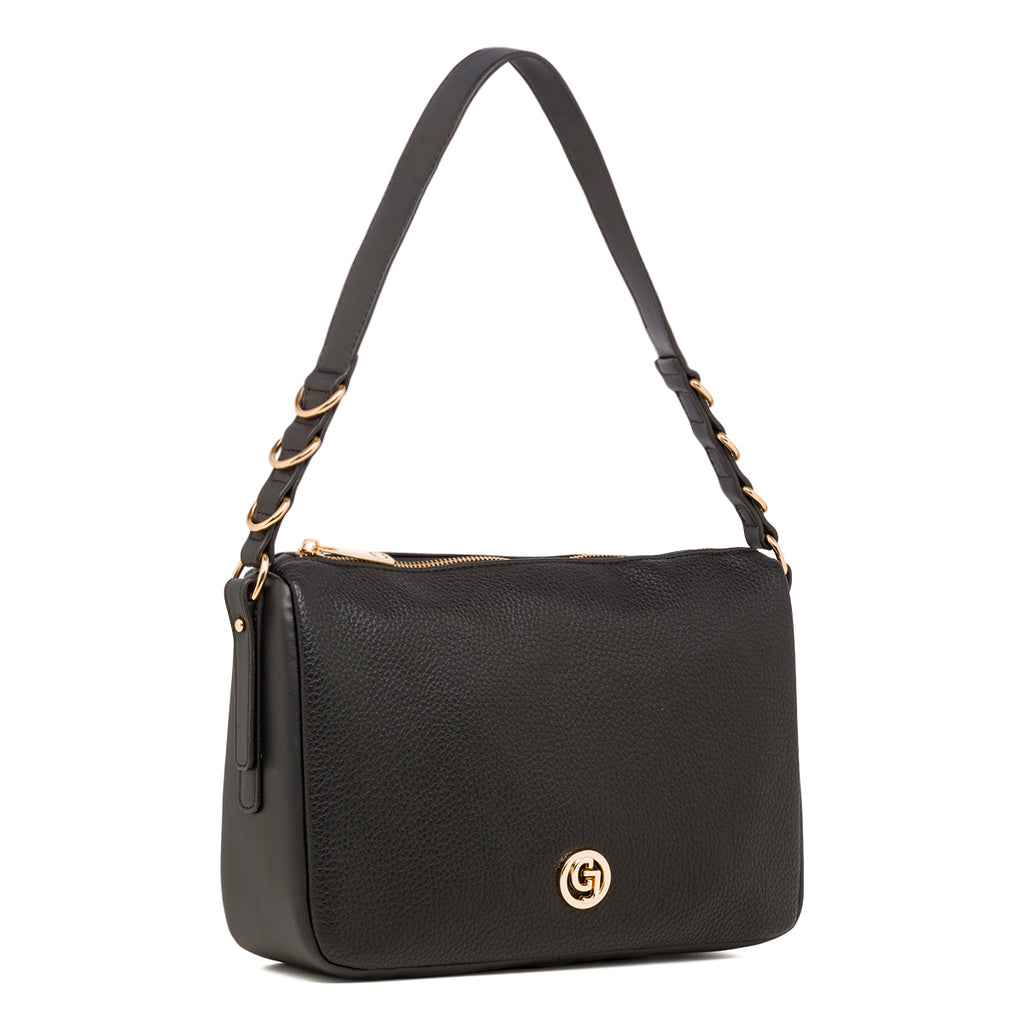 Borsa a spalla nera da donna con dettagli in metallo Carrera Jeans