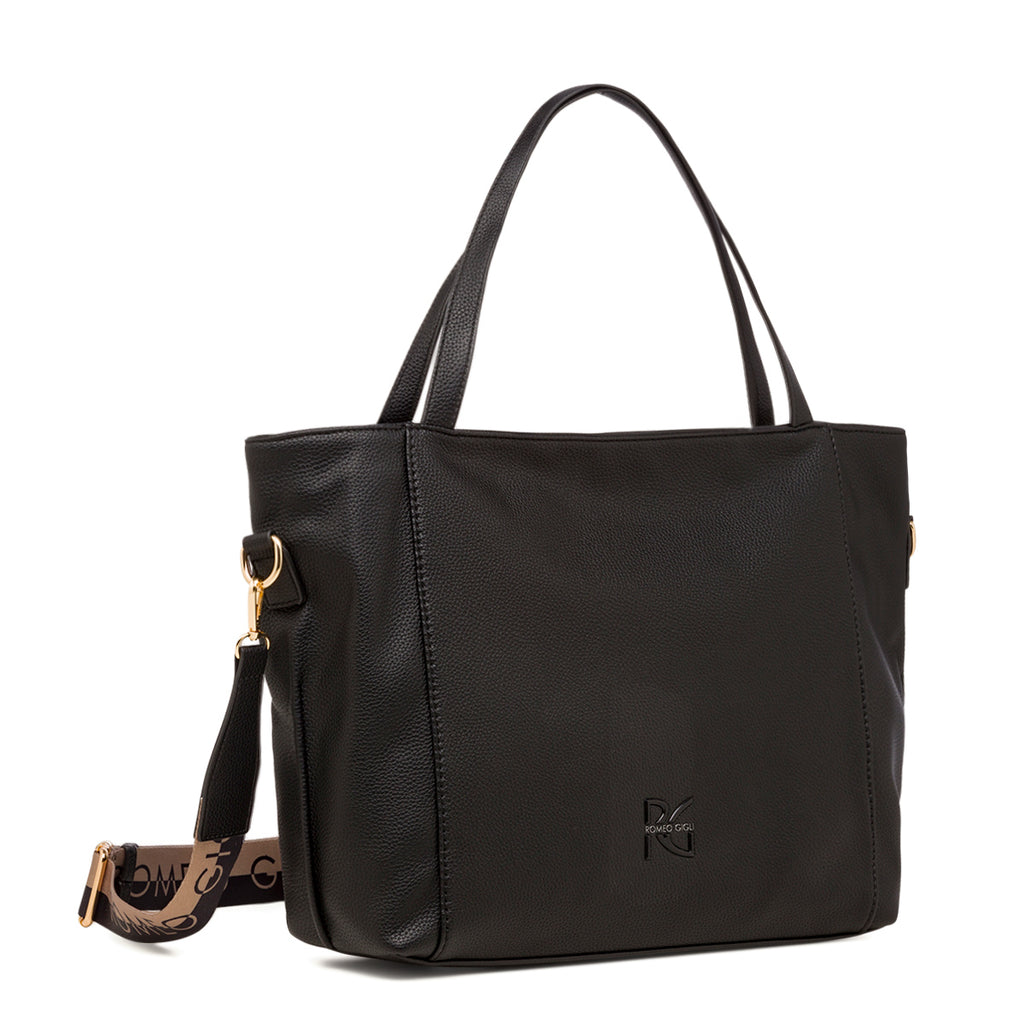 Borsa a spalla nera da donna con logo Romeo Gigli Milano