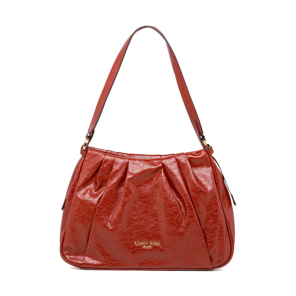 Borsa a spalla da donna rosso con logo Romeo Gigli Milano