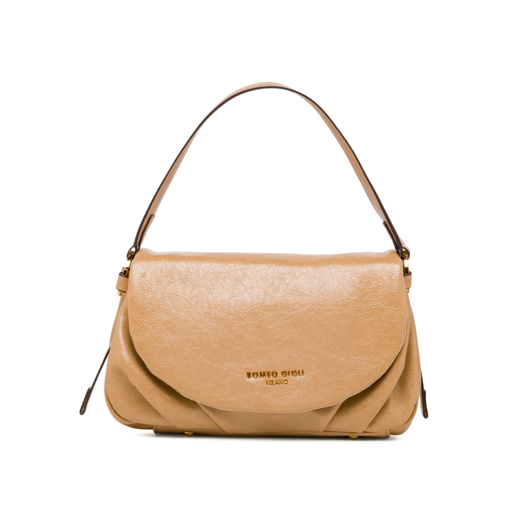 Borsa a spalla beige a donna con logo Romeo Gigli Milano