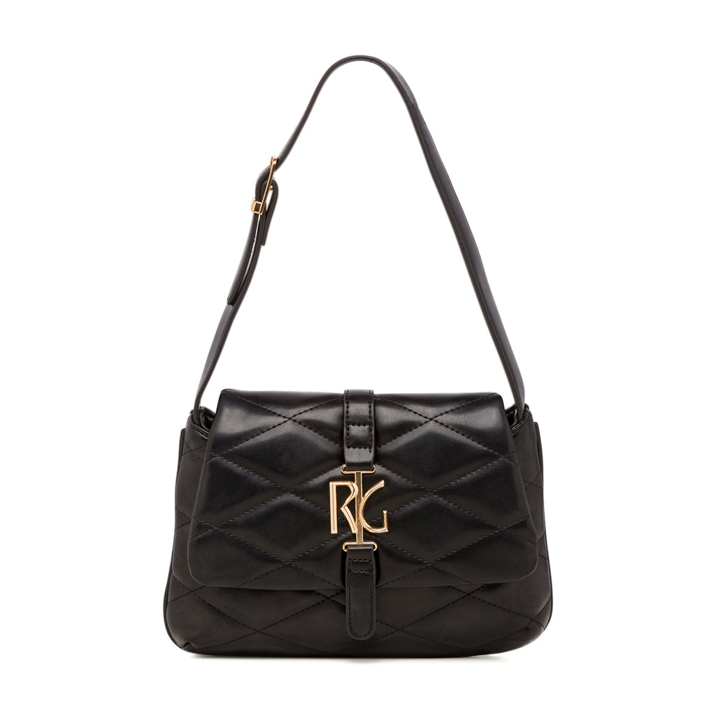 Borsa a spalla nera da donna effetto trapuntato Romeo Gigli Milano