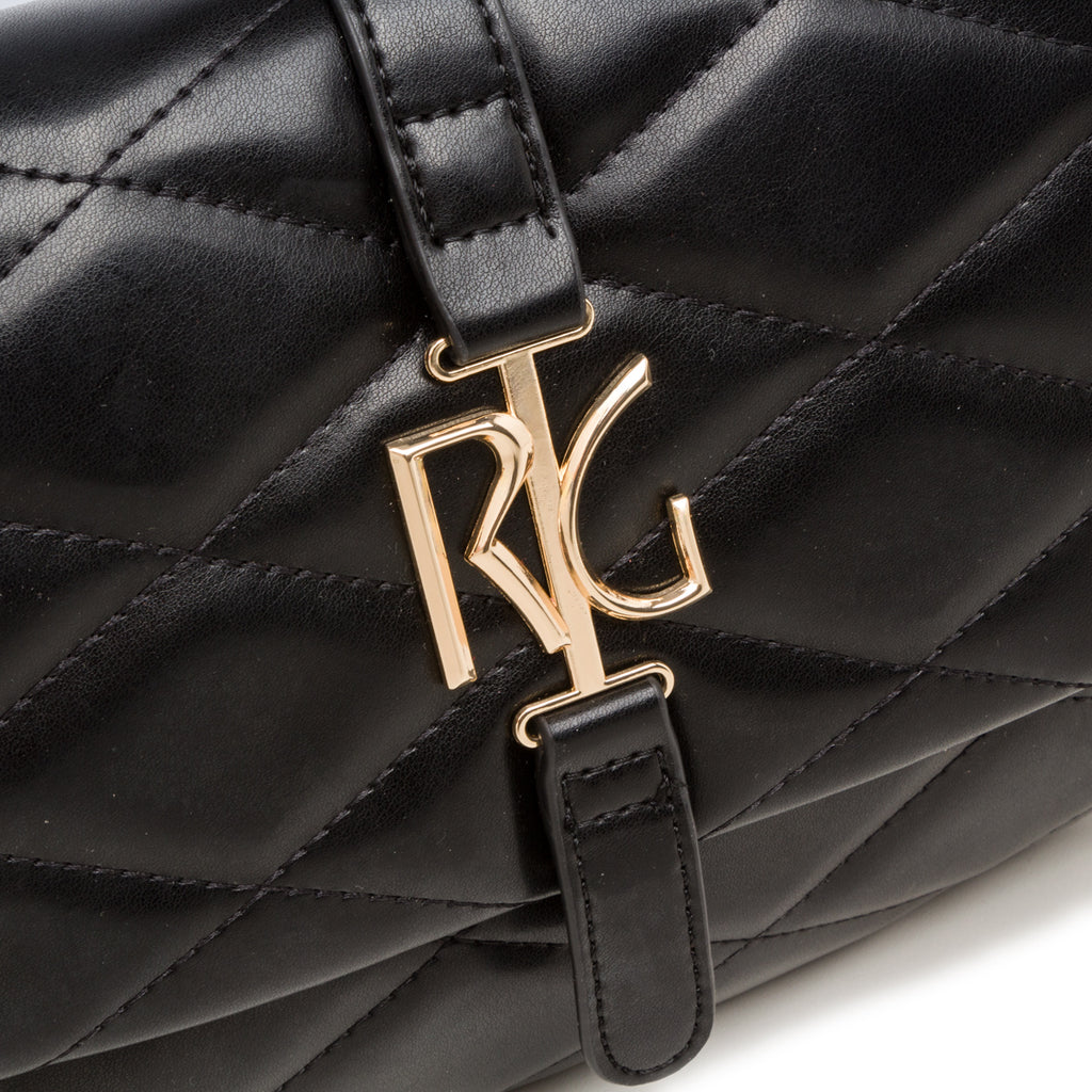 Borsa a spalla nera da donna effetto trapuntato Romeo Gigli Milano