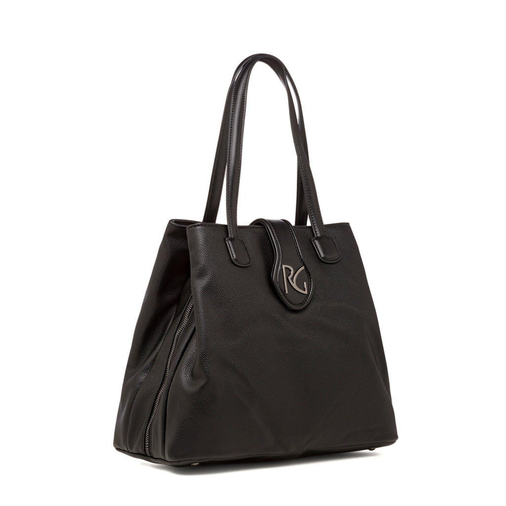 Borsa a spalla nera da donna con logo Romeo Gigli Milano