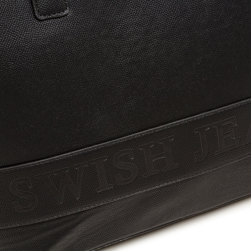 Borsa a spalla da donna nera con logo Swish Jeans