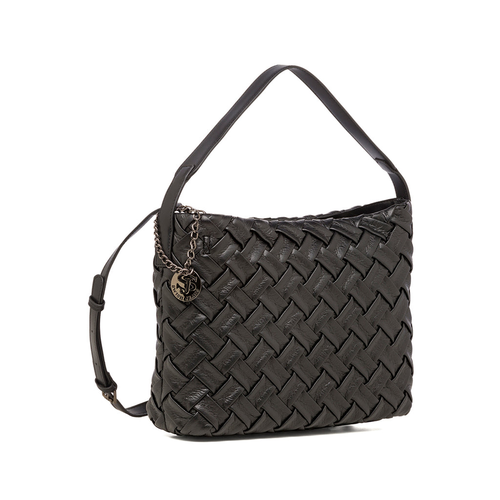 Borsa a spalla nera da donna effetto intrecciato Swish Jeans
