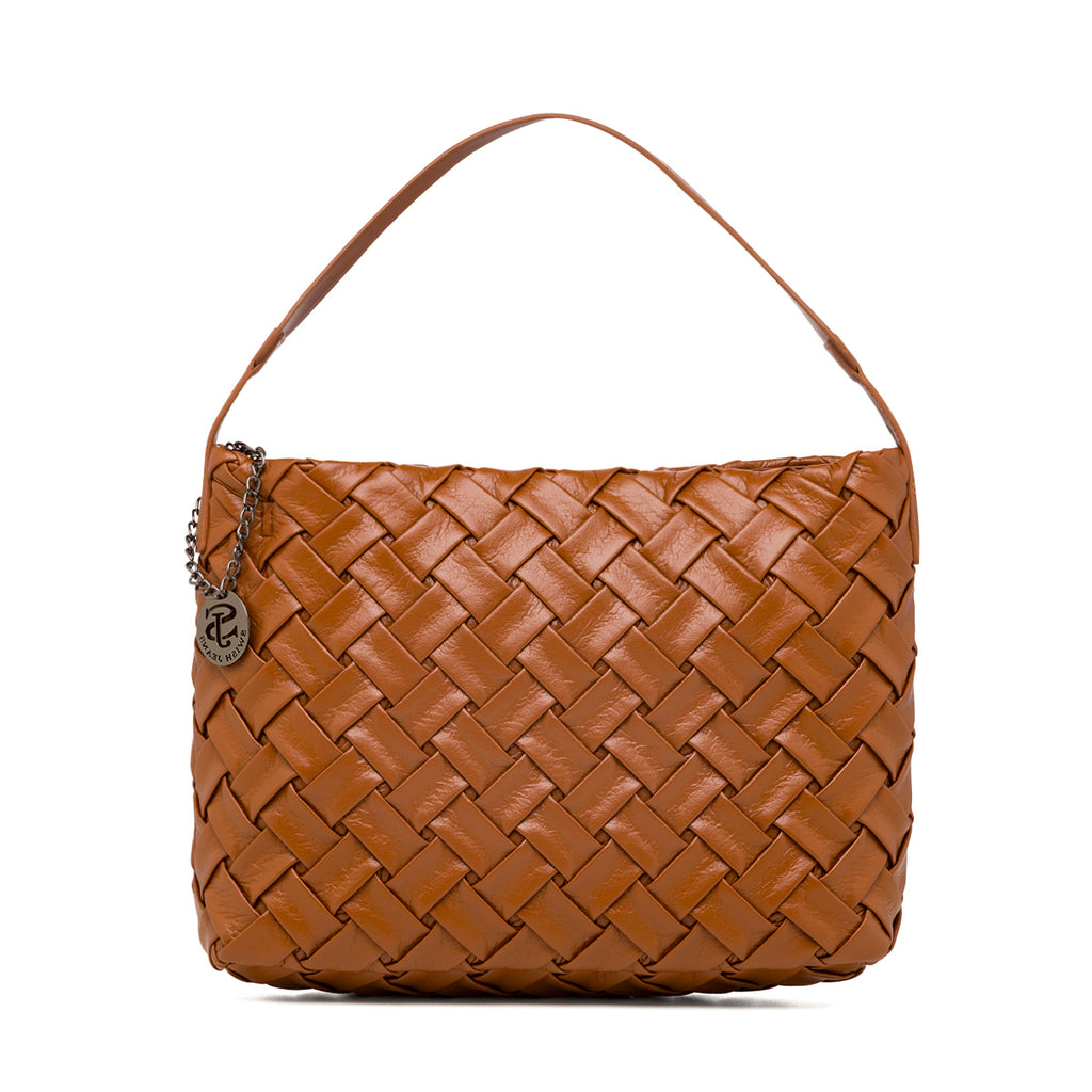 Borsa a spalla color cuoio effetto intrecciato Swish Jeans