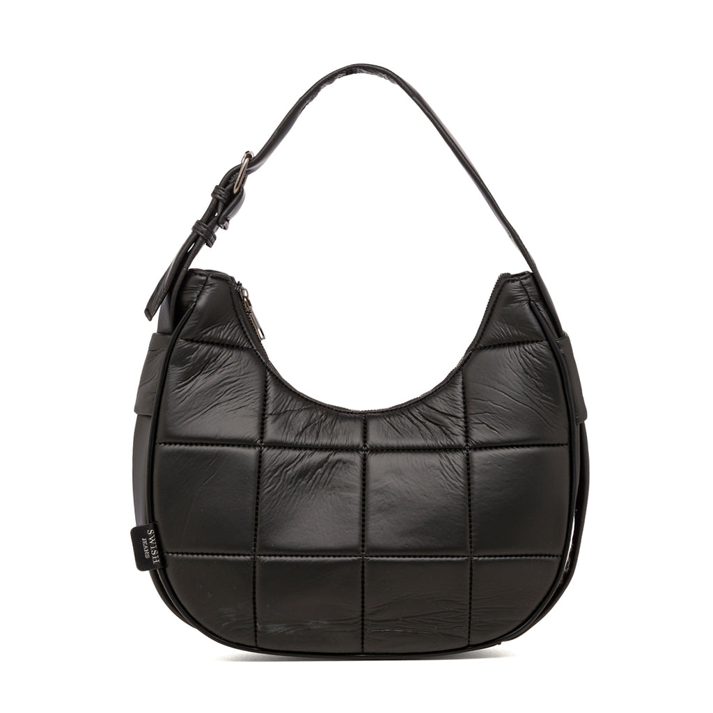 Borsa a spalla nera da donna effetto trapuntato Swish Jeans