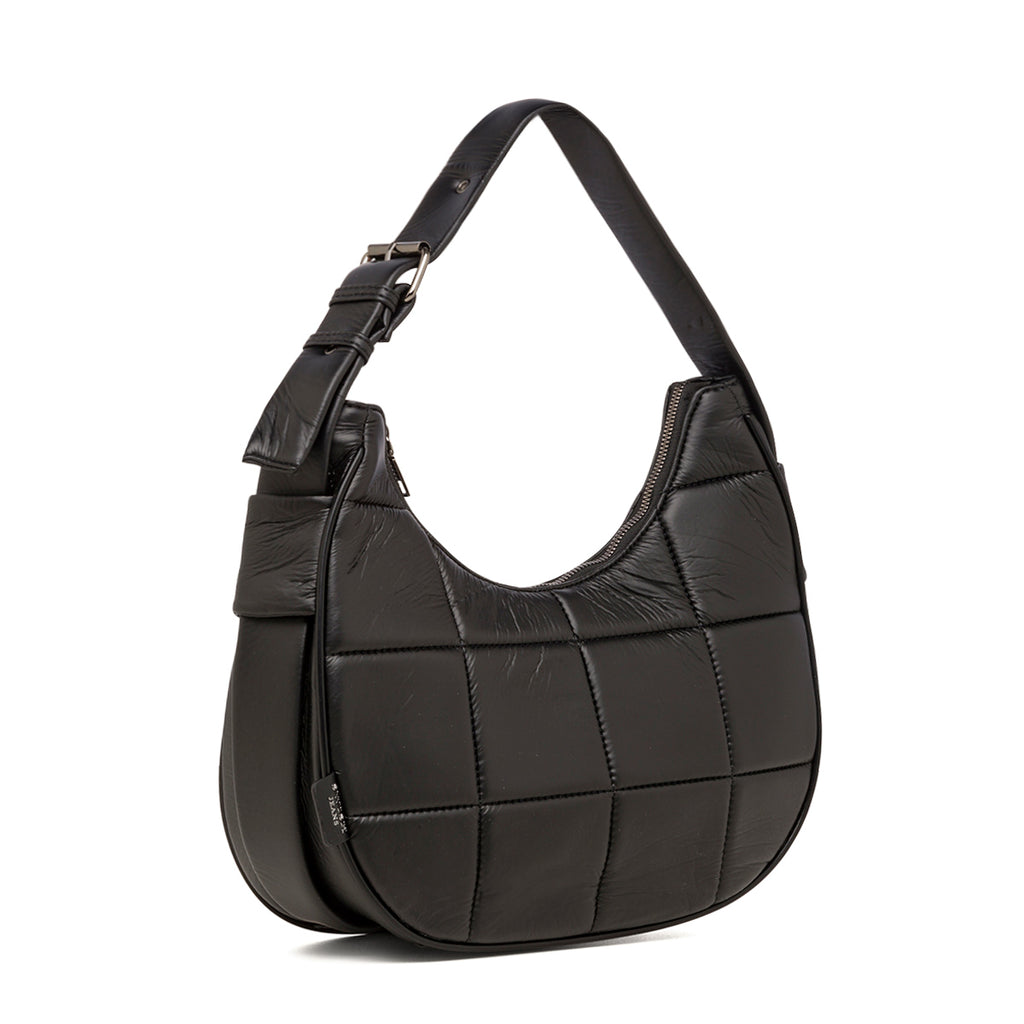 Borsa a spalla nera da donna effetto trapuntato Swish Jeans