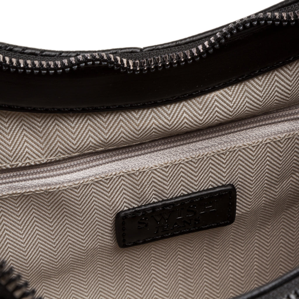 Borsa a spalla nera da donna effetto trapuntato Swish Jeans