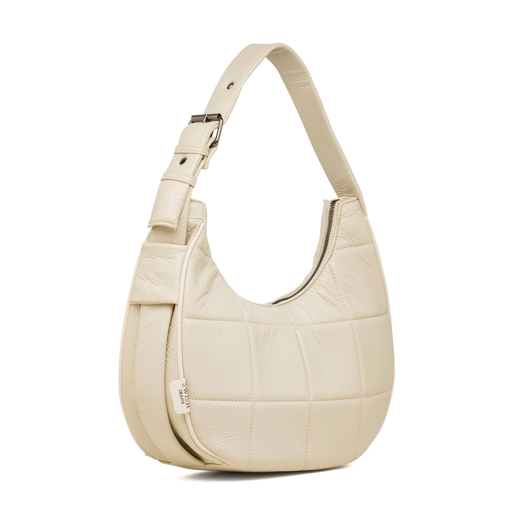 Borsa a spalla bianco off-white da donna effetto trapuntato Swish Jeans