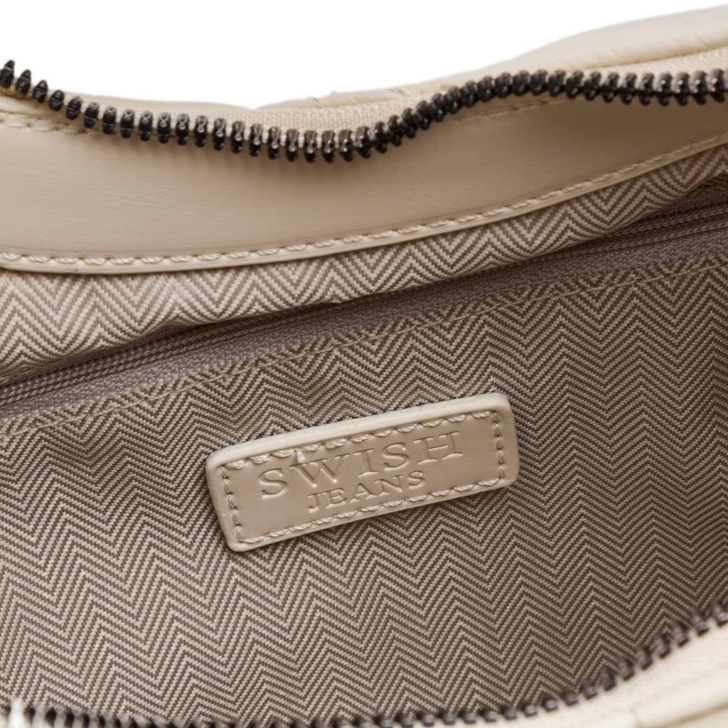 Borsa a spalla bianco off-white da donna effetto trapuntato Swish Jeans