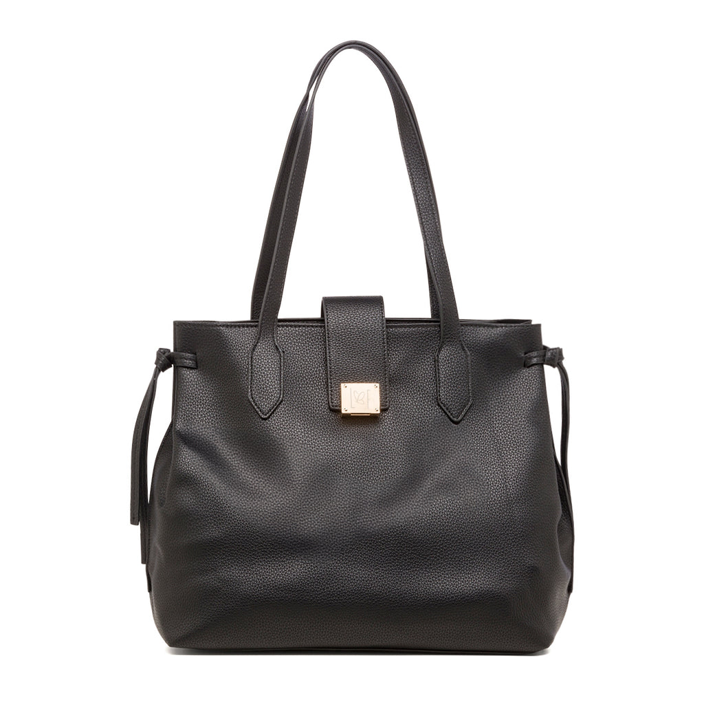Borsa a spalla nera  da donna con logo Lora Ferres