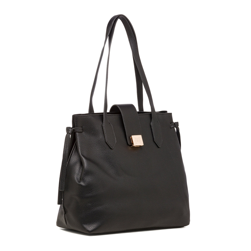 Borsa a spalla nera  da donna con logo Lora Ferres