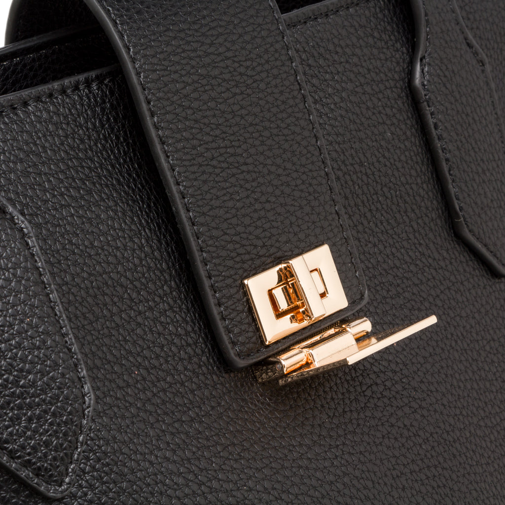 Borsa a spalla nera  da donna con logo Lora Ferres