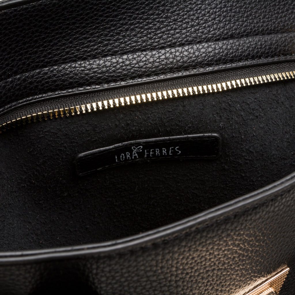 Borsa a spalla nera  da donna con logo Lora Ferres
