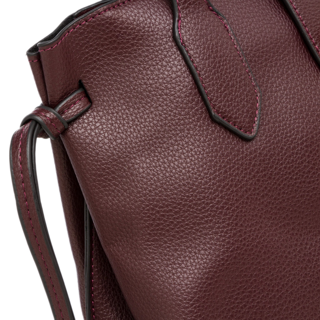 Borsa a spalla da donna bordeaux con logo Lora Ferres
