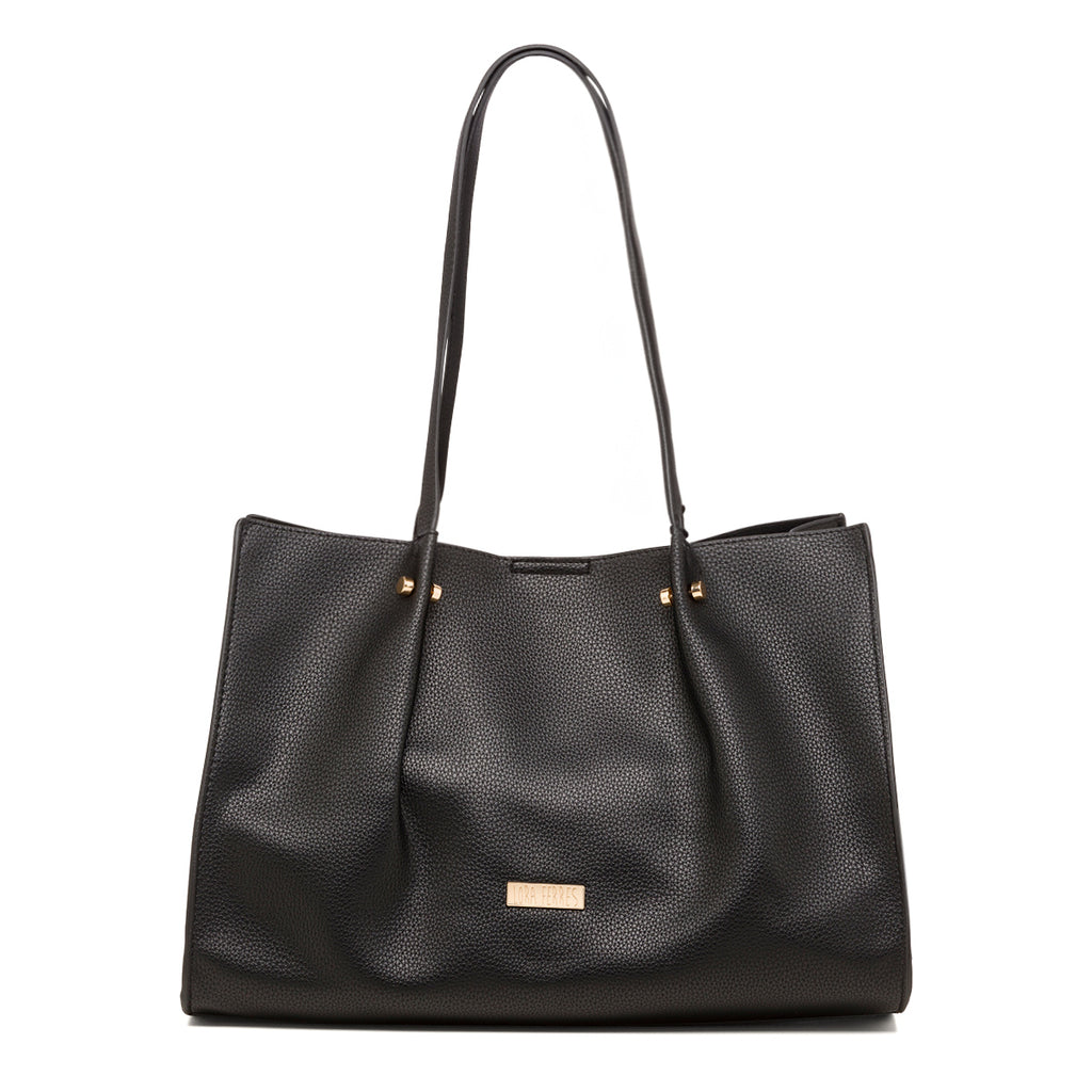 Borsa a spalla nera da donna con logo Lora Ferres