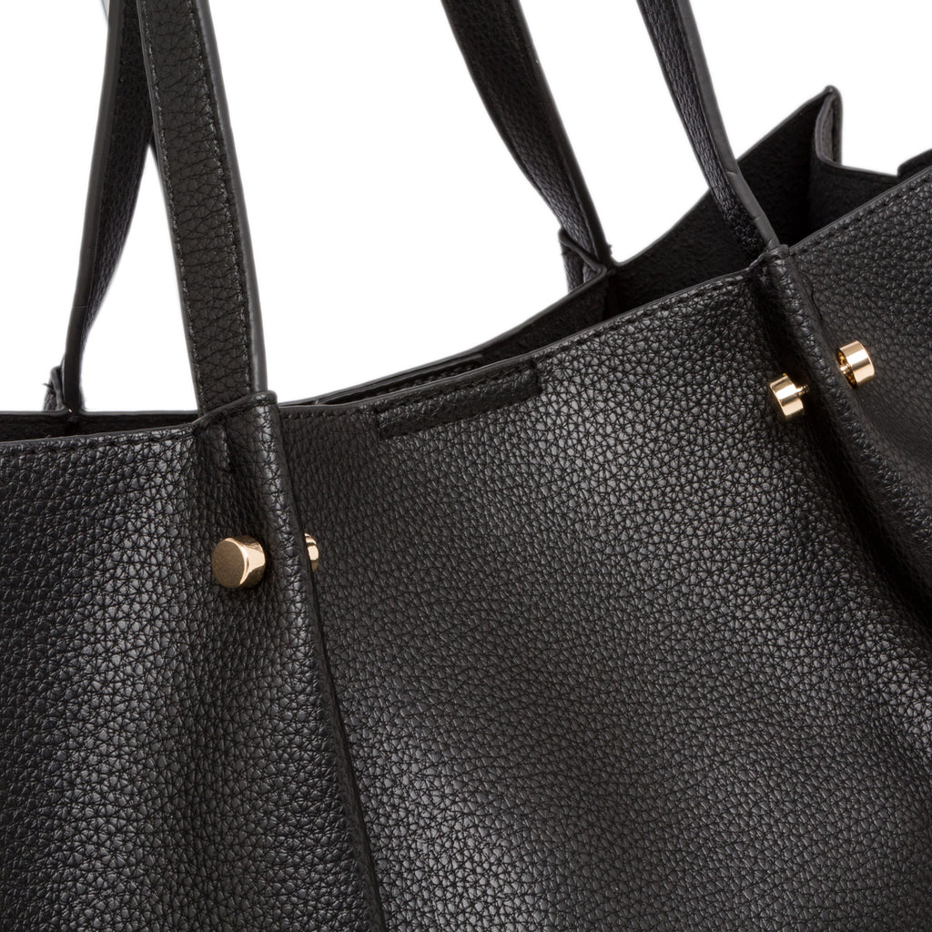 Borsa a spalla nera da donna con logo Lora Ferres