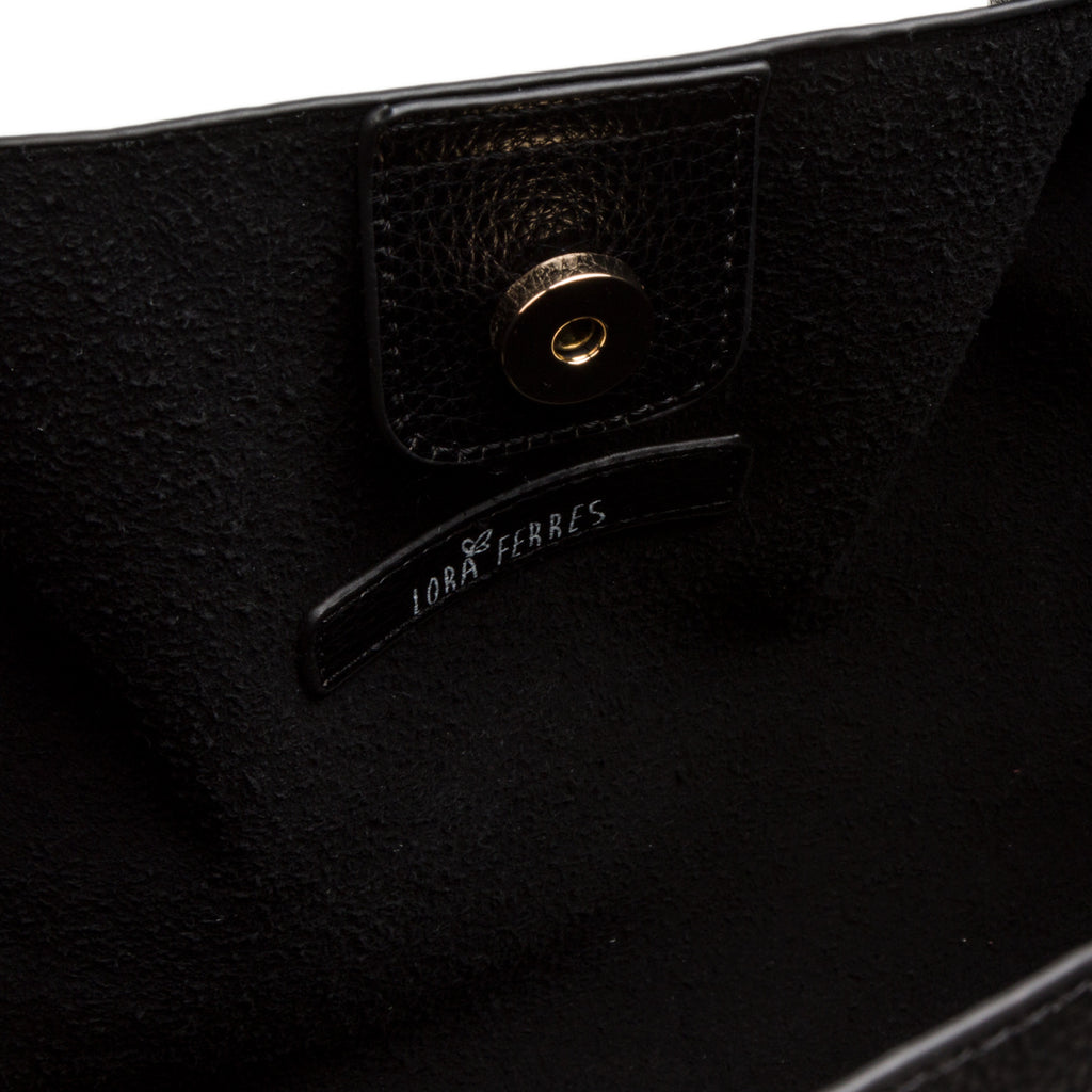 Borsa a spalla nera da donna con logo Lora Ferres