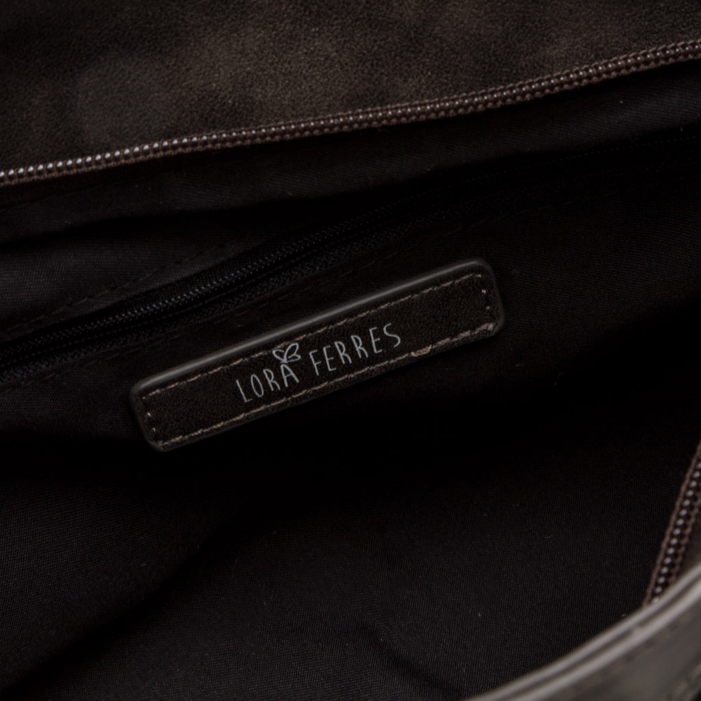 Borsa a spalla da donna grigia effetto vintage Lora Ferres