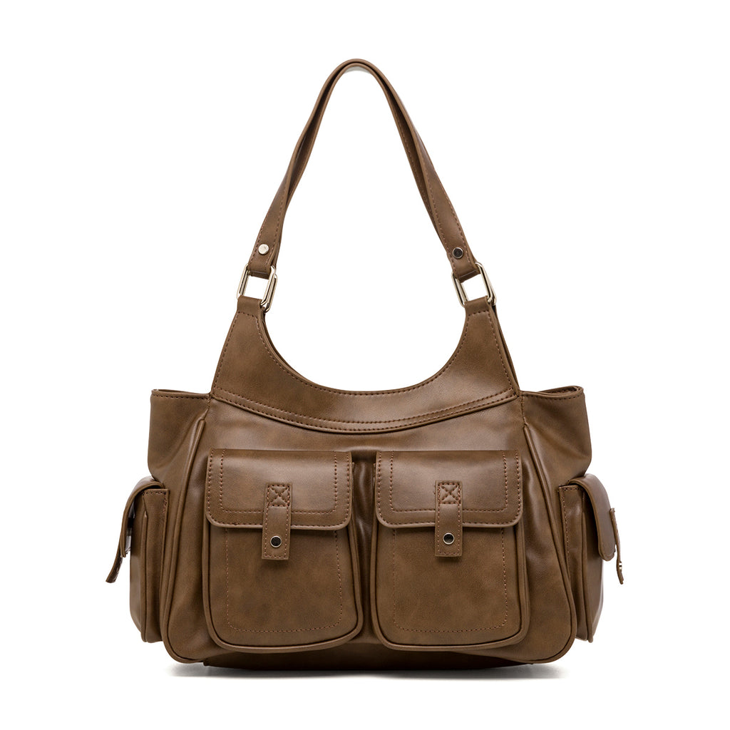 Borsa a spalla da donna marrone effetto vintage Lora Ferres