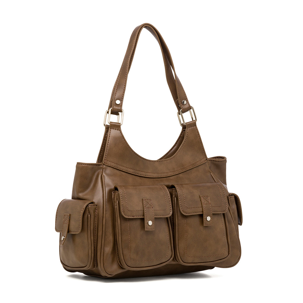 Borsa a spalla da donna marrone effetto vintage Lora Ferres