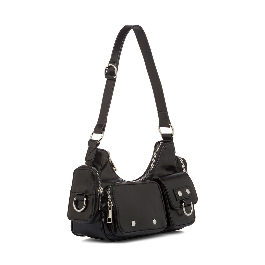 Borsa a tracolla da donna nera con tasche esterne Lora Ferres