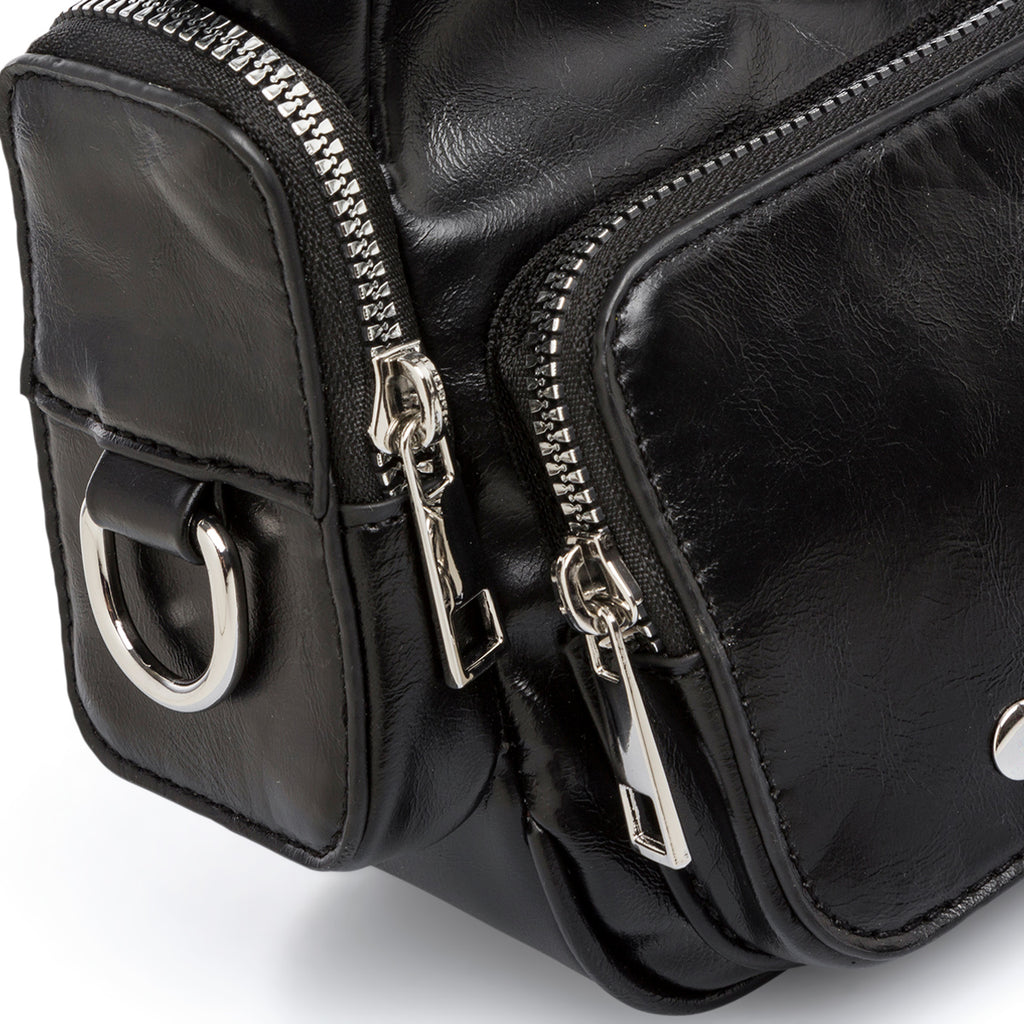 Borsa a tracolla da donna nera con tasche esterne Lora Ferres