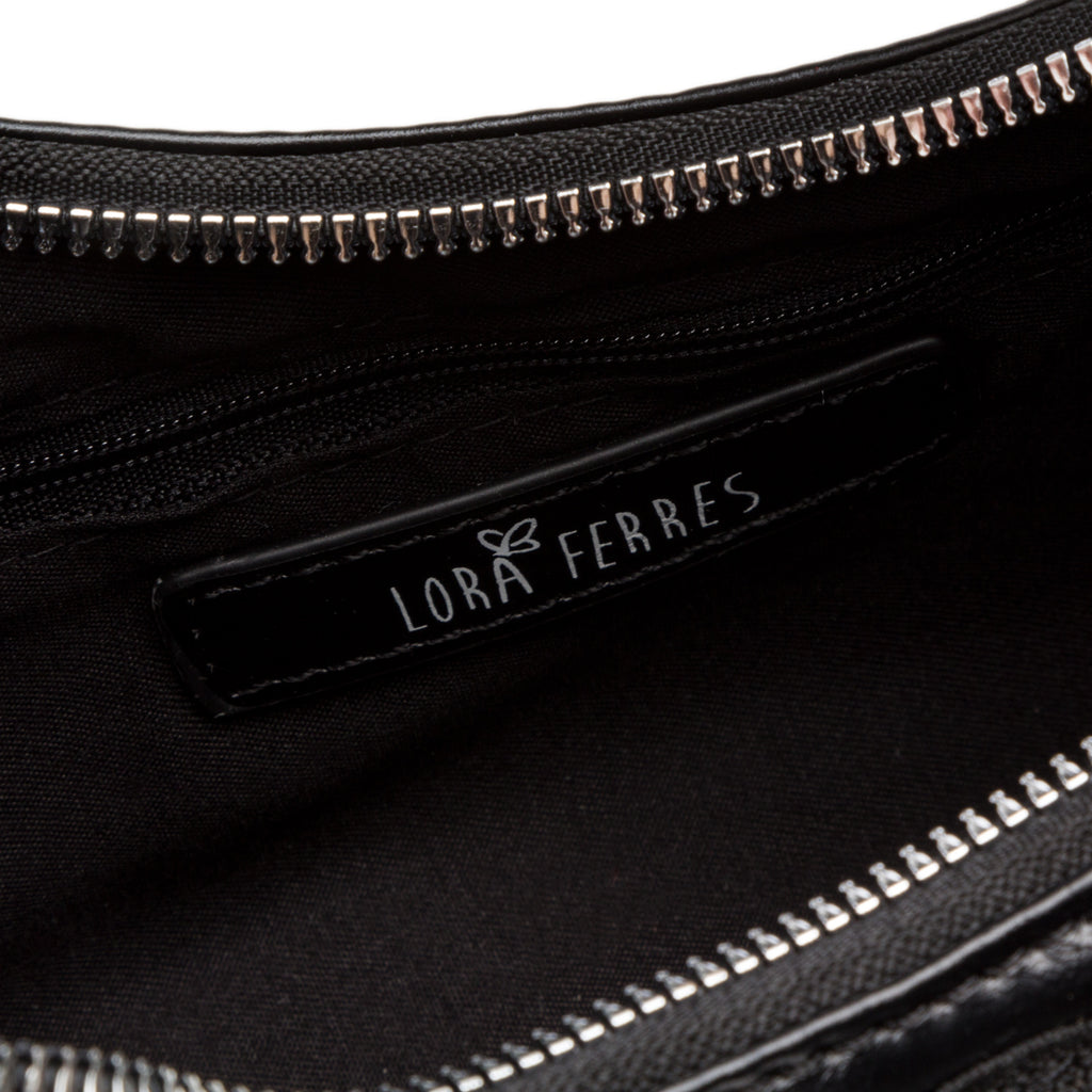 Borsa a tracolla da donna nera con tasche esterne Lora Ferres