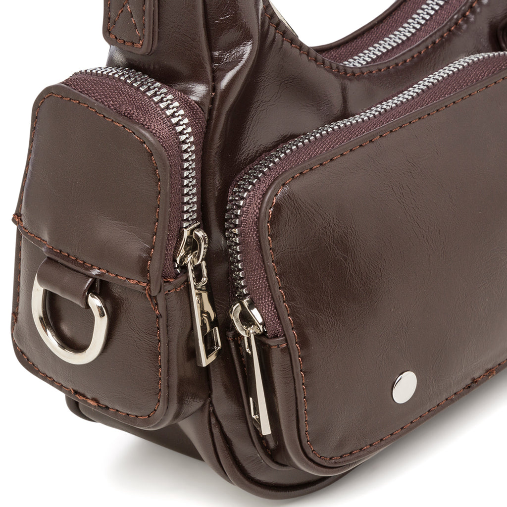 Borsa a spalla da donna marrone con tasche esterne Lora Ferres