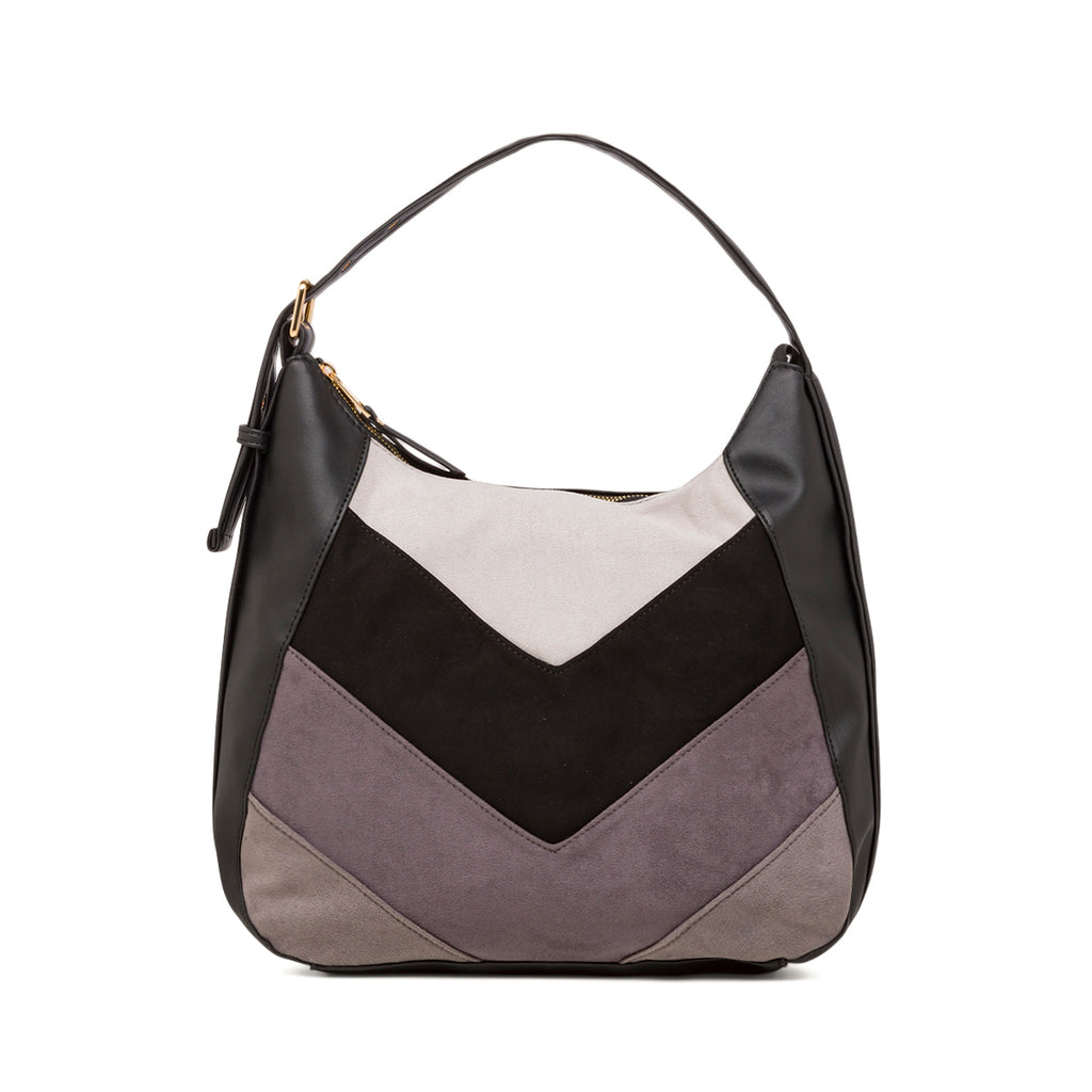 Borsa a spalla da donna nera con dettaglio effetto scamosciato Lora Ferres