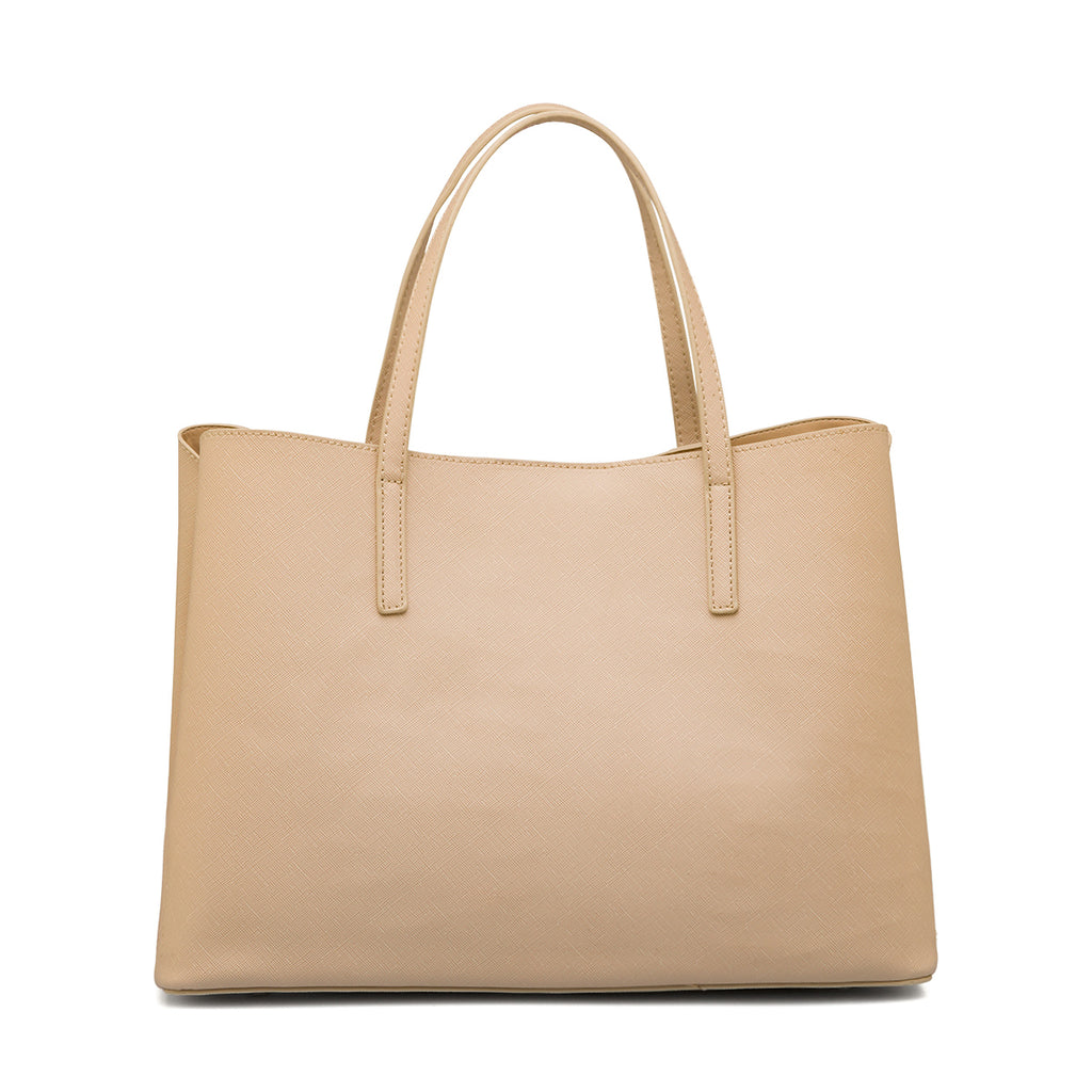 Borsa a spalla beige da Donna con inserti e logo dorati Lora Ferres