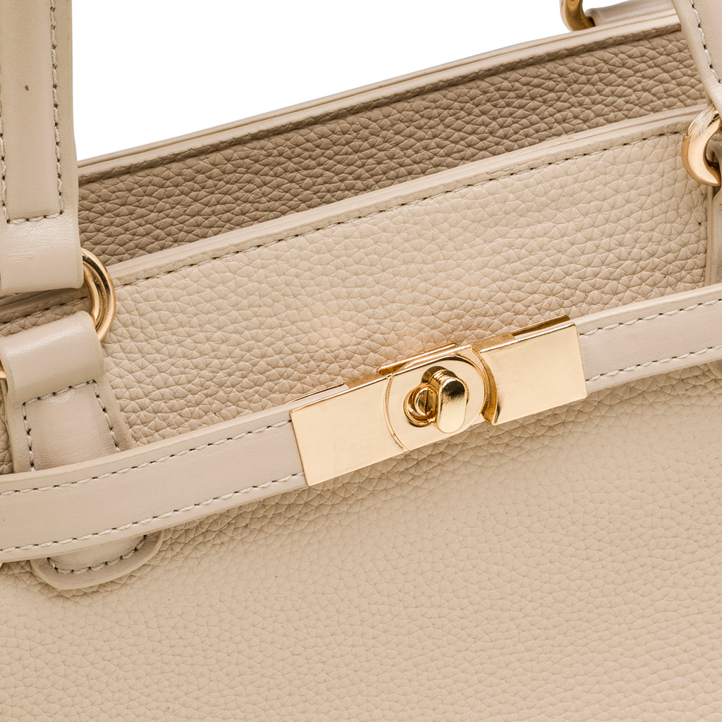 Borsa a spalla beige da Donna con dettaglio chiusura a incastro Lora Ferres
