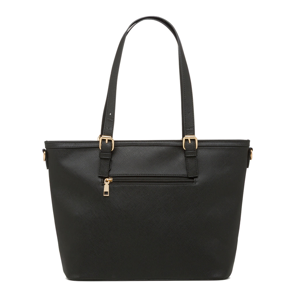 Borsa a spalla nera da Donna con logo in metallo Lora Ferres