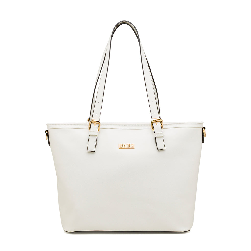 Borsa a spalla da donna bianca con tracolla rimovibile Lora Ferres
