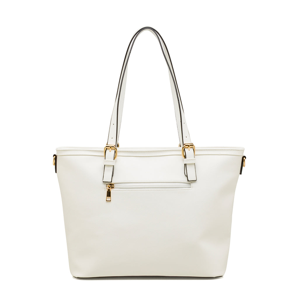 Borsa a spalla da donna bianca con tracolla rimovibile Lora Ferres