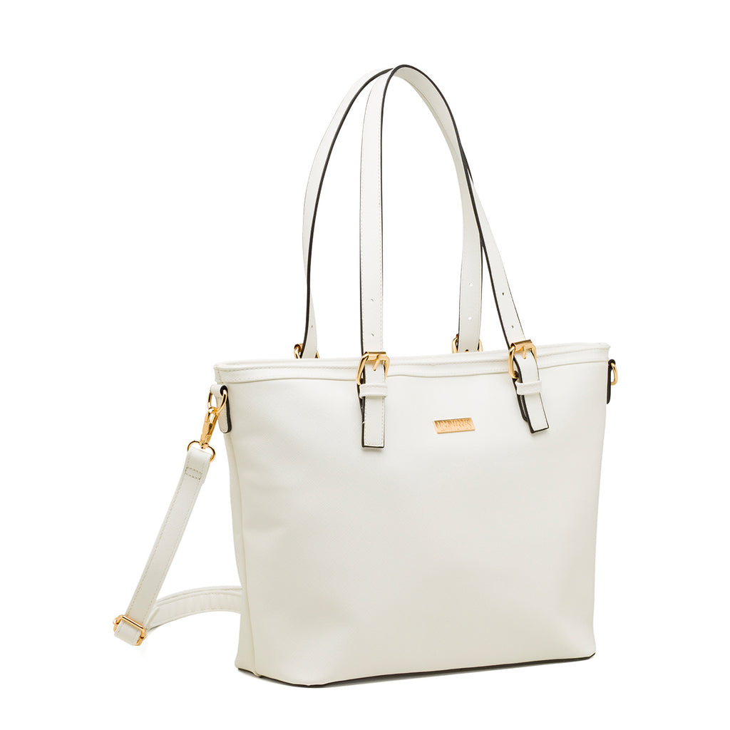 Borsa a spalla da donna bianca con tracolla rimovibile Lora Ferres