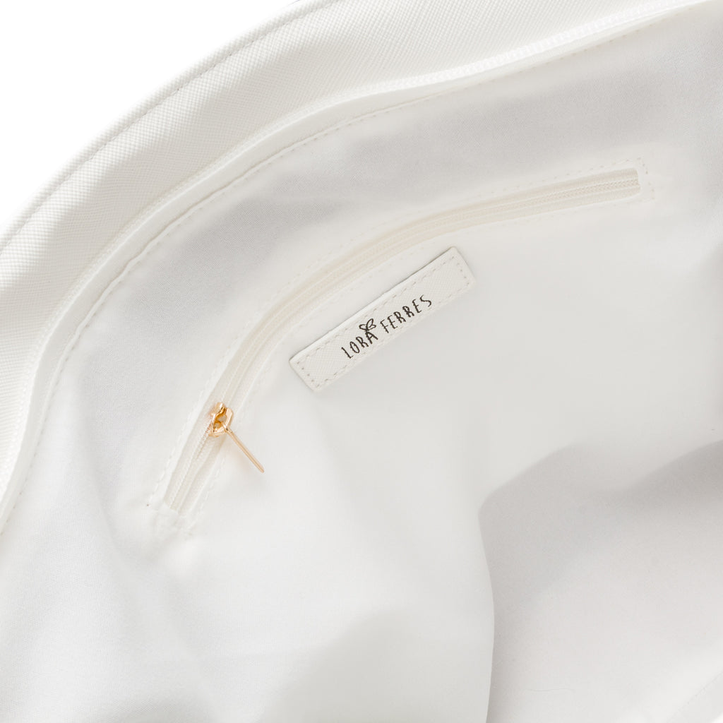 Borsa a spalla da donna bianca con tracolla rimovibile Lora Ferres