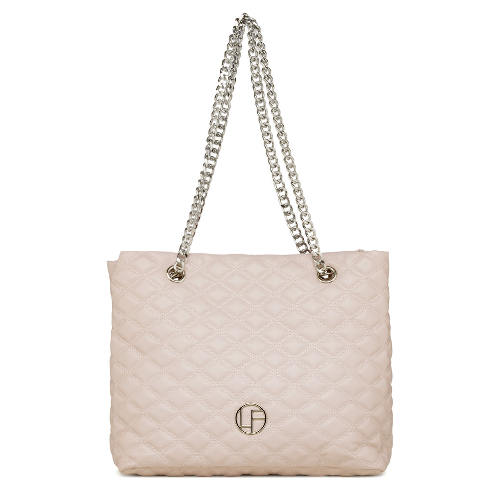 Borsa a spalla rosa chiaro da Donna trapuntata con motivo a rombi Lora Ferres