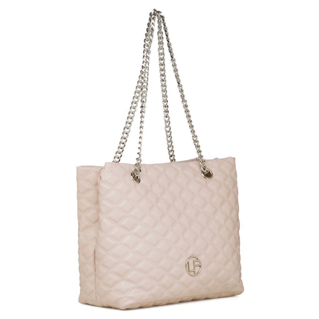 Borsa a spalla rosa chiaro da Donna trapuntata con motivo a rombi Lora Ferres