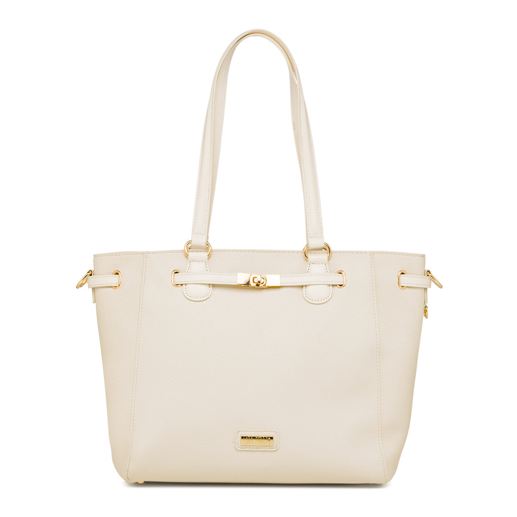 Borsa a spalla bianco off-white da Donna con rifiniture dorate Lora Ferres