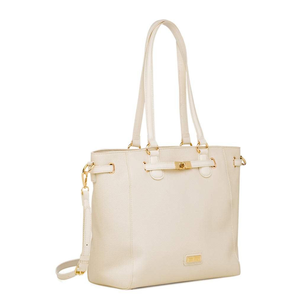 Borsa a spalla bianco off-white da Donna con rifiniture dorate Lora Ferres