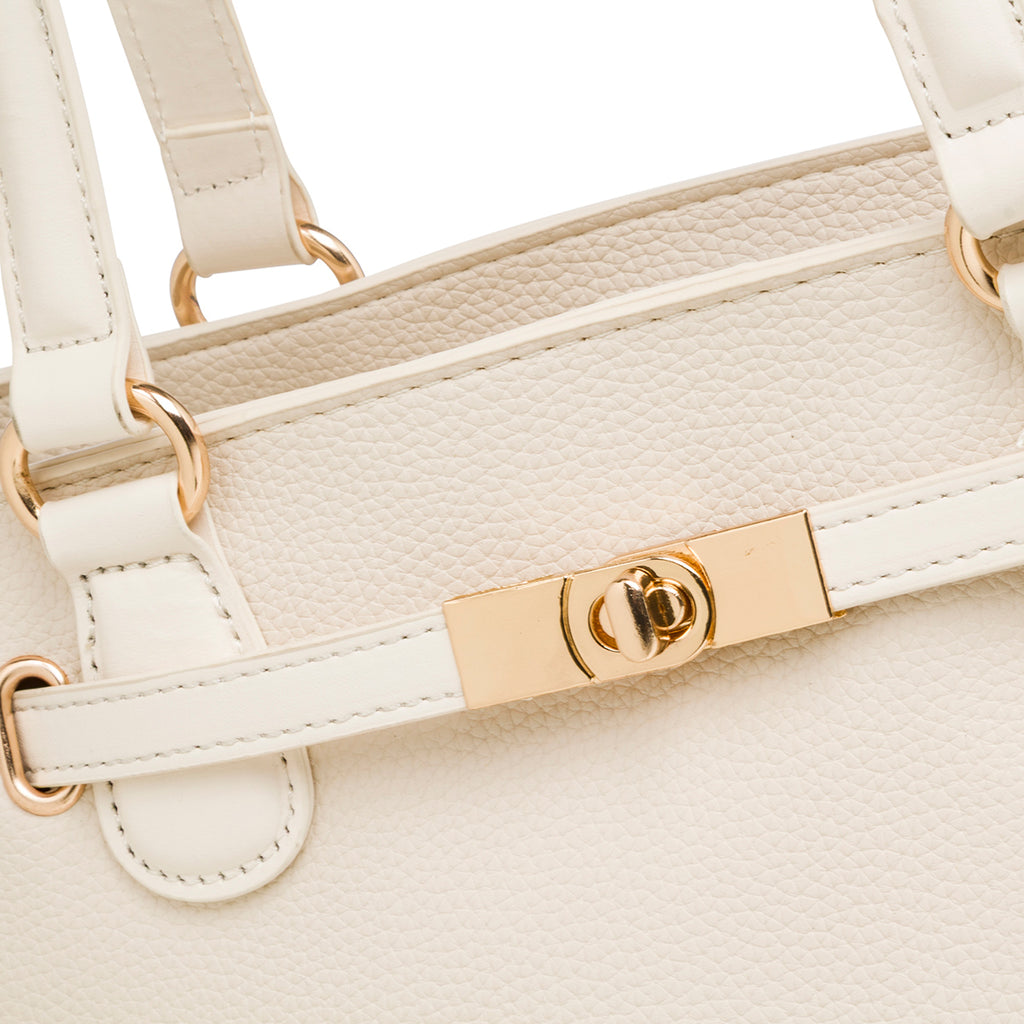 Borsa a spalla bianco off-white da Donna con rifiniture dorate Lora Ferres