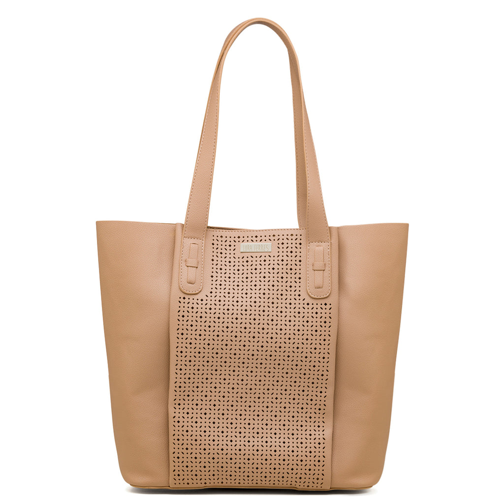 Borsa a spalla beige da Donna con dettagli traforati Lora Ferres