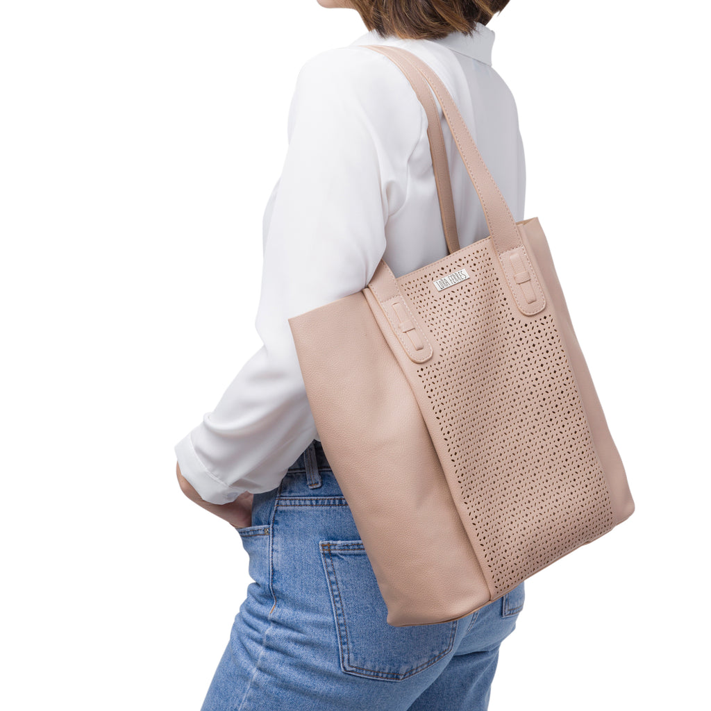Borsa a spalla beige da Donna con dettagli traforati Lora Ferres