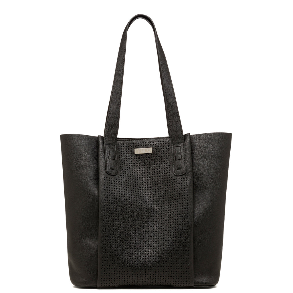 Borsa a spalla nera da Donna con dettagli traforati Lora Ferres