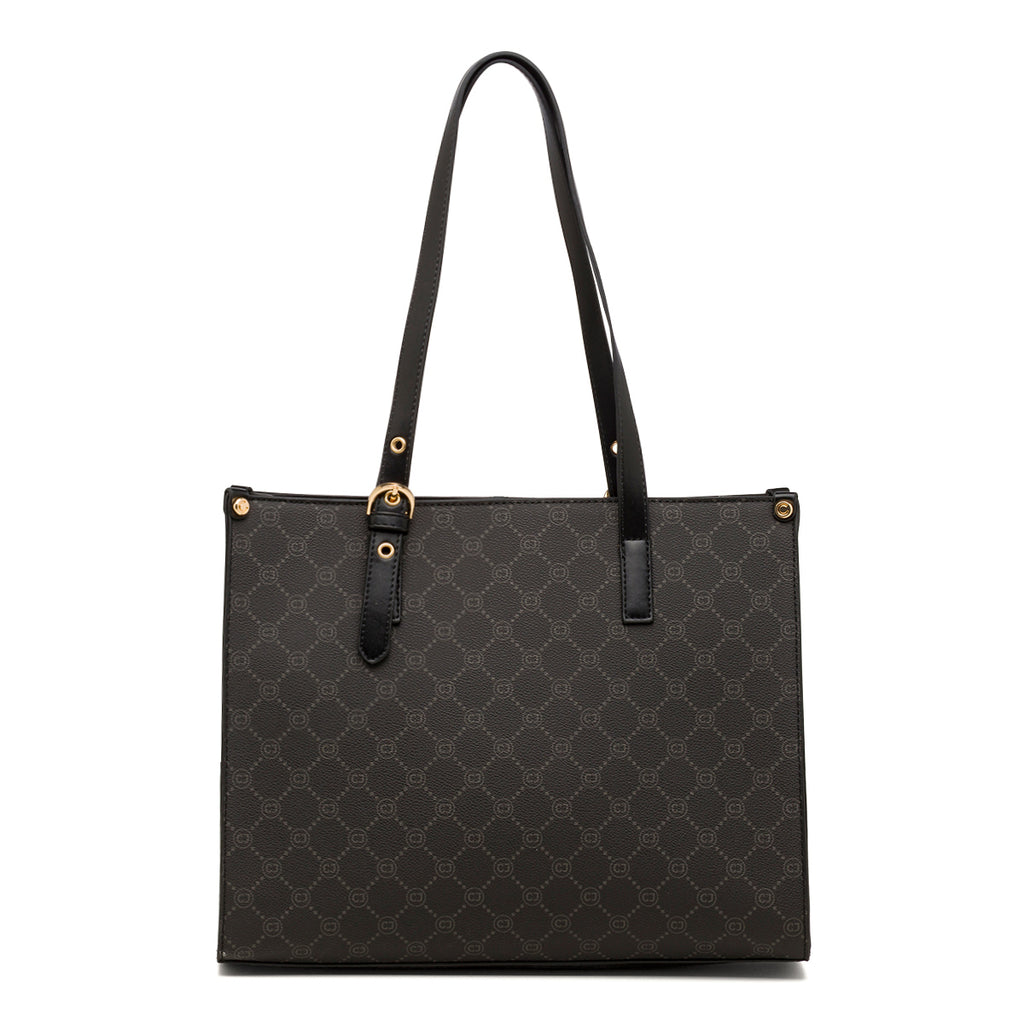 Borsa a spalla da donna nera con logo metallizzato Carrera Jenas