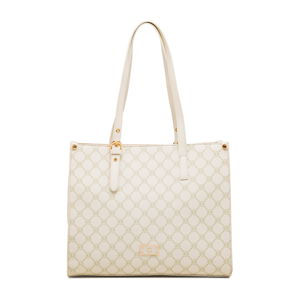 Borsa a spalla bianco off-white da Donna con dettaglio logo metallizzato Carrera Jeans